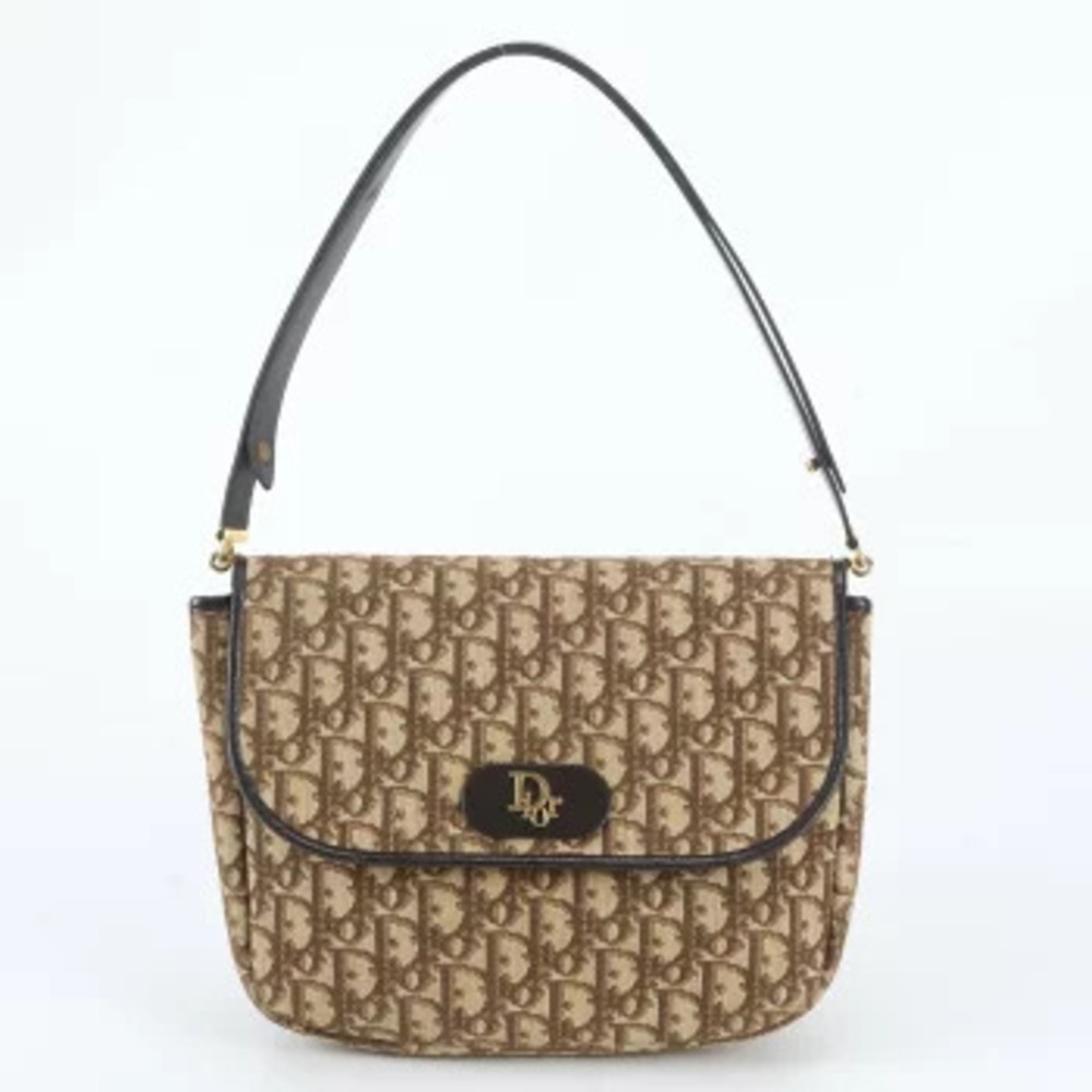 Christian Dior Trotter Leather Crossbody Bag Brown